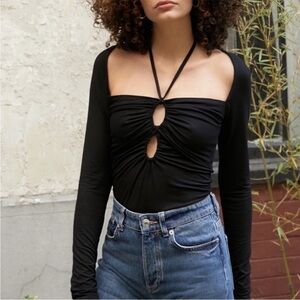 Pixie Market Gaia Keyhole Long Sleeve
Top in Black